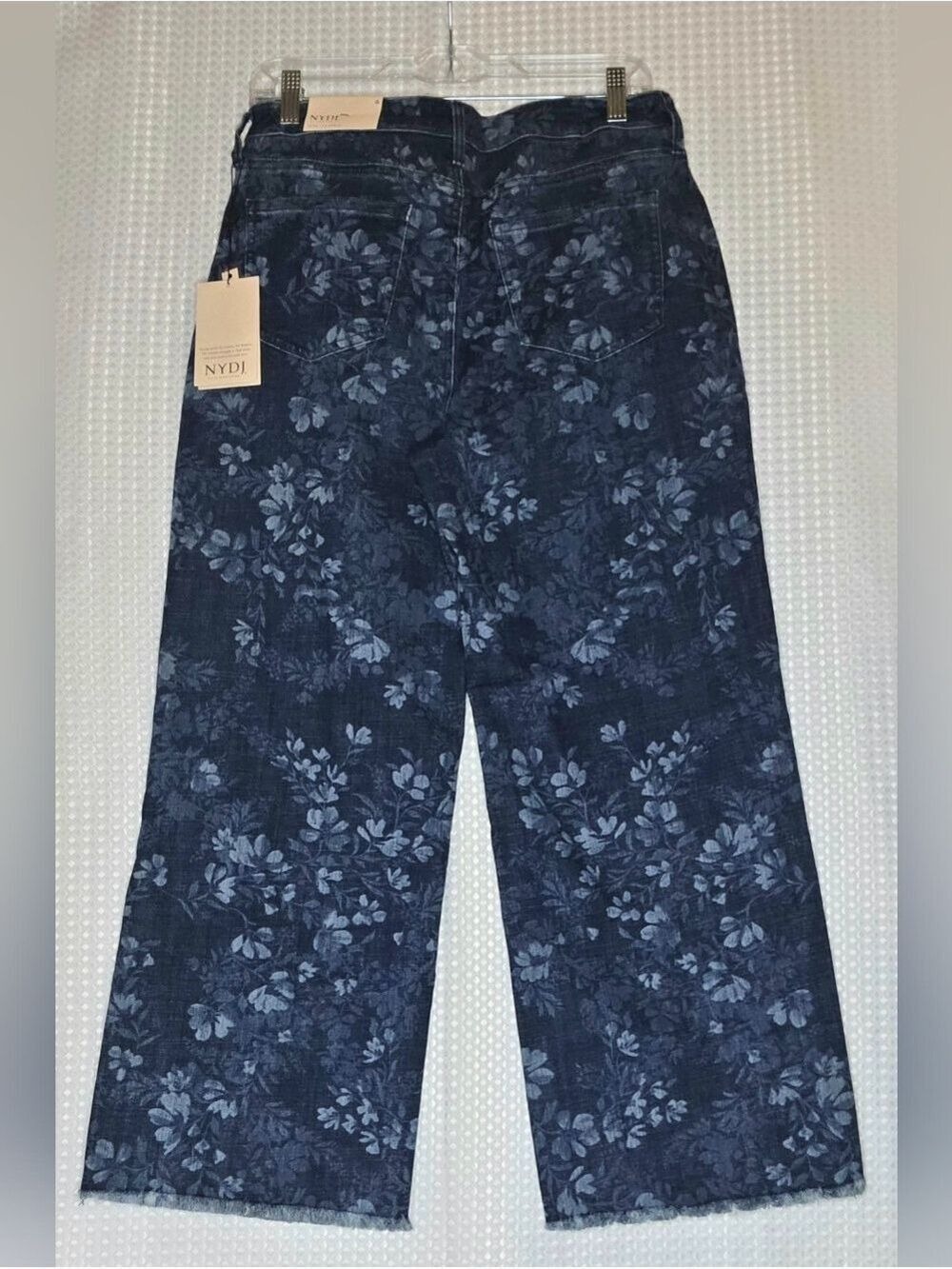 NYDJ Floral Ankle Jeans High Rise Wide Leg Button Fly Womens NWT Sz 6 - Picture 4 of 12